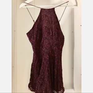 UO kimchi blue burgundy halter lace dress